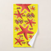 Crab Starfish Yellow Shelthroom Bad Handdoek (Handdoek)