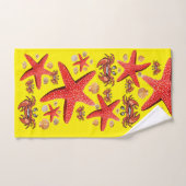 Crab Starfish Yellow Shelthroom Bad Handdoek (Handdoek)