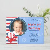 Crab Theenmaal Birthday Party Invitation Kaart (Staand voorkant)