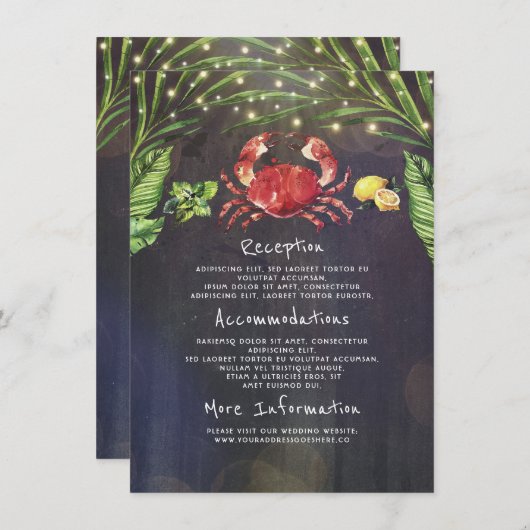 Crab Tropical Wedding Informatie Gast Informatiekaartje (Voorkant / Achterkant)