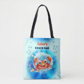 Crab Turquoise Blauw Jongen Zwembad Strand Aangepa Tote Bag (Voorkant)