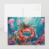 Crab Under the Sea Christmas Party Feestdagenkaart (Voorkant / Achterkant)