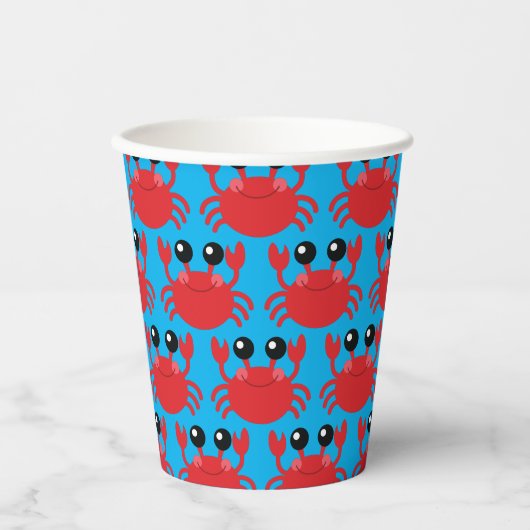 Crab verjaardagsfeestje strand papieren bekers (Voorkant)