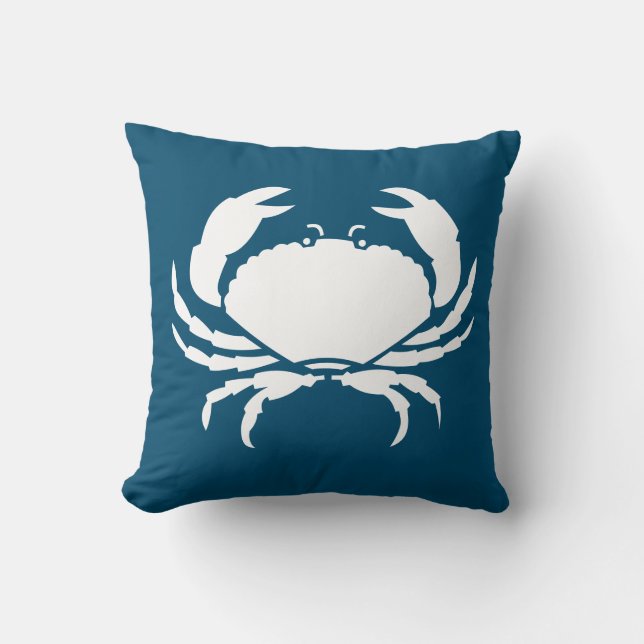 CRAB WHITE alleen blauwe kussen (Voorkant)