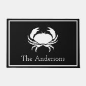 CRAB WHITE on BLACK initiaal Moderne Letter Deurmat (Voorkant)