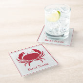 CRAB WHITE op ZWART Stijlvolle Moderne Stripes Ter Glazen Onderzetter (Schuin)