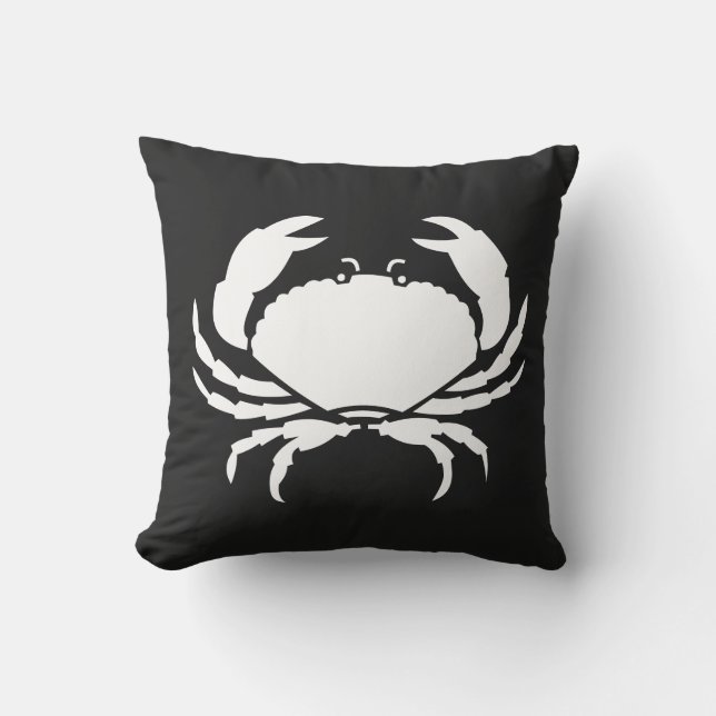 CRAB WHITE op ZWARTE, stijlvolle, moderne strepen  Buitenkussen (Voorkant)