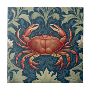 Crab William Morris stijl Nautisch Zee Ocean Life Tegeltje