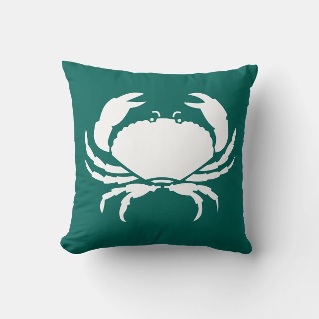 CRAB WIT op blauw kussen (Voorkant)