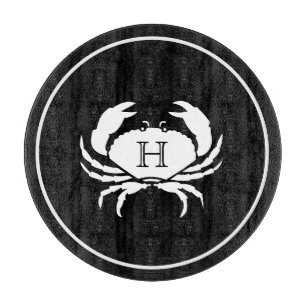 CRAB WIT op ZWARTE Stijlvolle Moderne Strepen Snijplank