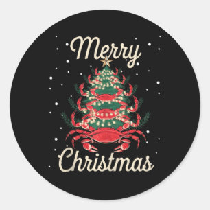 Crab Xmas Tree Crab Christmas Tree Ronde Sticker
