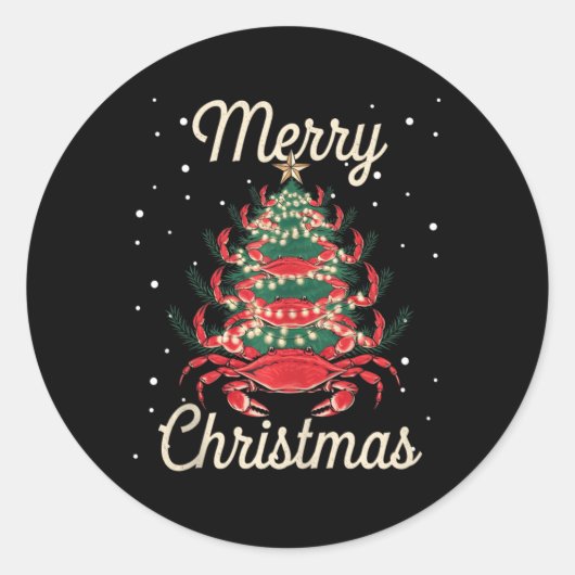 Crab Xmas Tree Crab Christmas Tree Ronde Sticker (Voorkant)