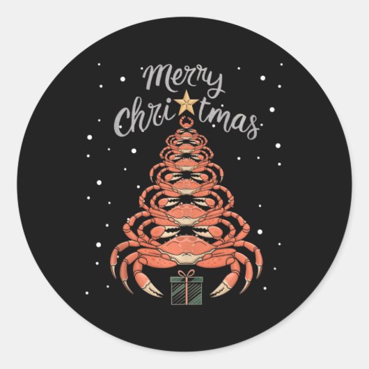 Crab Xmas Tree Crab Christmas Tree Tanktop 1 Ronde Sticker (Voorkant)