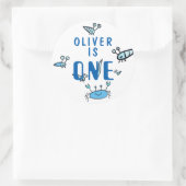 Crab Zee Animals Eén eerste verjaardag Ronde Sticker (Tas)