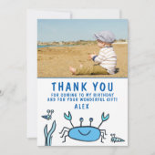 Crab Zee Animals Pattern Cute Boy Birthday Bedankkaart (Voorkant)