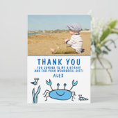 Crab Zee Animals Pattern Cute Boy Birthday Bedankkaart (Staand voorkant)