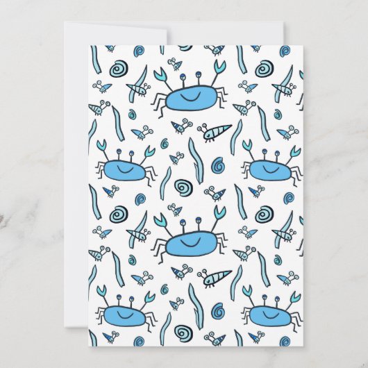 Crab Zee Animals Pattern Cute Boy Birthday Bedankkaart (Achterkant)