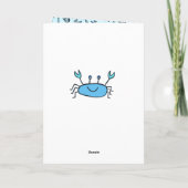 Crab Zee Animals Pattern Cute Boy Birthday Dank u Bedankkaart (Achterkant)