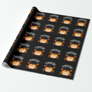 CrabAbsoluut Clawsome Funny Crab Pun Dark BG Cadeaupapier