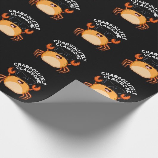 CrabAbsoluut Clawsome Funny Crab Pun Dark BG Cadeaupapier (Hoek)