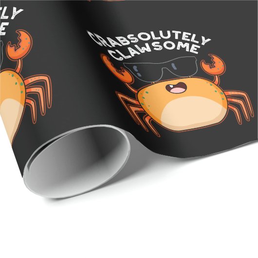 CrabAbsoluut Clawsome Funny Crab Pun Dark BG Cadeaupapier (Rol Hoek)
