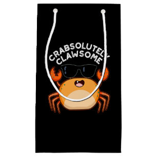 CrabAbsoluut Clawsome Funny Crab Pun Dark BG Klein Cadeauzakje