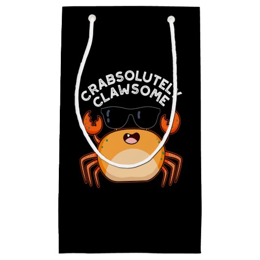 CrabAbsoluut Clawsome Funny Crab Pun Dark BG Klein Cadeauzakje (Voorkant)