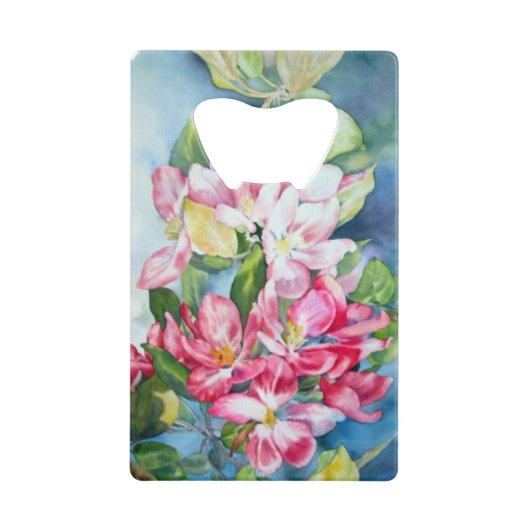 Crabapple Blossom en Peony Creditkaart Flessenopener (Voorkant)