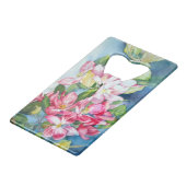 Crabapple Blossom en Peony Creditkaart Flessenopener (Voorkant Gekanteld)