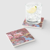 Crabapple Blossom in Spring - Roze & Witte Tak Stenen Onderzetter (Zijkant)
