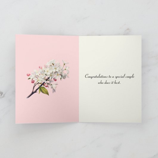 Crabapple Tree Heart Jubileum Kaart (Binnen)