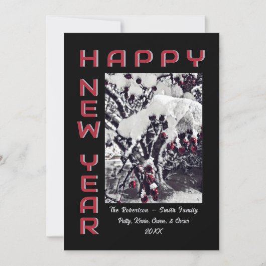 Crabapples in Snow Happy New Year Holiday Kaart (Voorkant)