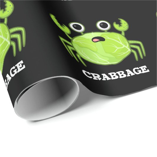 Crabbage Funny Cabbage Crab Pun Dark BG Cadeaupapier (Rol Hoek)