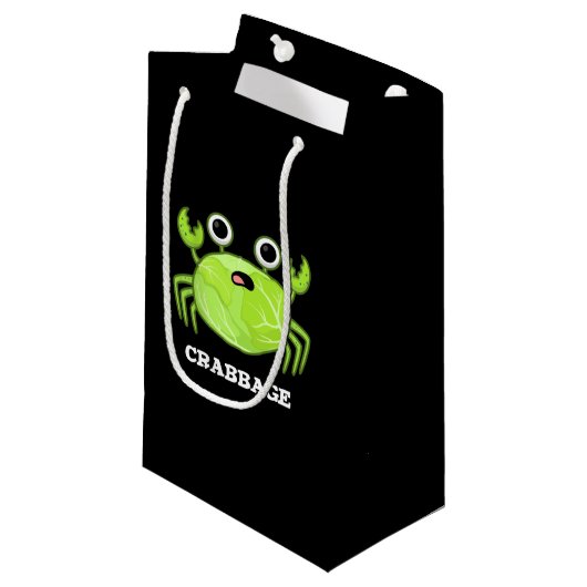 Crabbage Funny Cabbage Crab Pun Dark BG Klein Cadeauzakje (Voorkant Gekanteld)