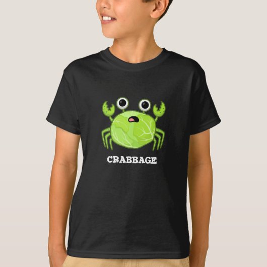 Crabbage Funny Cabbage Crab Pun Dark BG T-shirt (Voorkant)