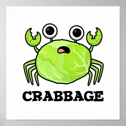 Crabbage Funny Cabbage Crab Pun Poster (Voorkant)