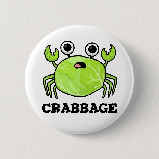 Crabbage Funny Cabbage Crab Pun Ronde Button 5,7 Cm (Voorkant)