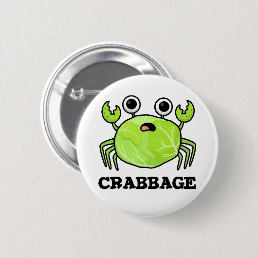 Crabbage Funny Cabbage Crab Pun Ronde Button 5,7 Cm (Voorkant /achterkant)
