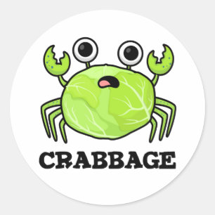 Crabbage Funny Cabbage Crab Pun Ronde Sticker