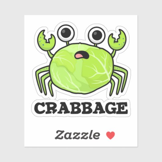 Crabbage Funny Cabbage Crab Pun Sticker (Vel)