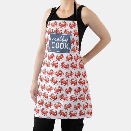 Crabby Cook Funny Crab Pattern Schort (Insitu)