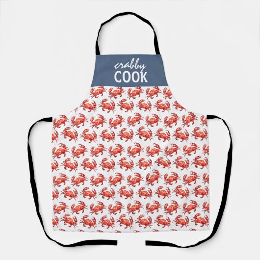Crabby Cook Funny Crab Pattern Schort (Voorkant)