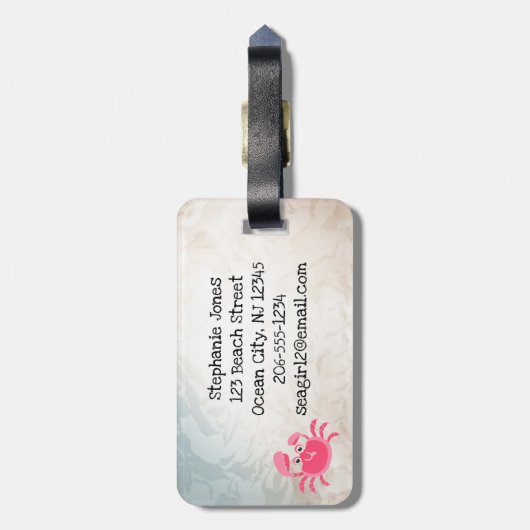 Crabby Crab Design Bagagelabels (Achterkant verticaal)