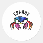 Crabby Crab Funny mad Ronde Sticker (Voorkant)