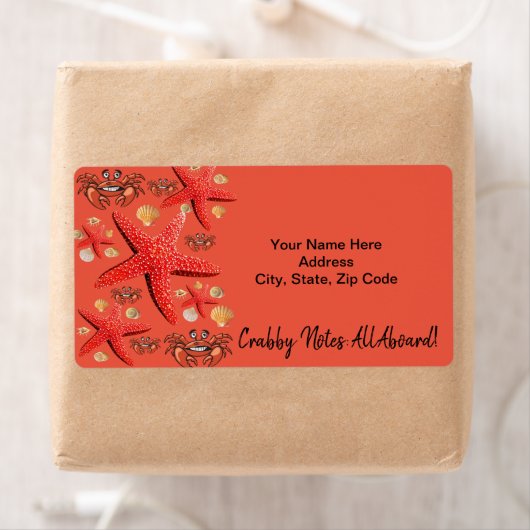 Crabby Crab Starfish Beach Boats House Labels (Insitu)