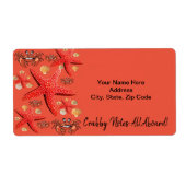 Crabby Crab Starfish Beach Boats House Labels (Voorkant)