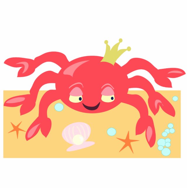 Crabby Cutout Fun Cartoon Crab Art Design Staand Fotobeeldje (Voorkant)