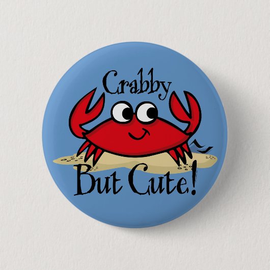 Crabby, maar Cute Pin Ronde Button 5,7 Cm (Voorkant)