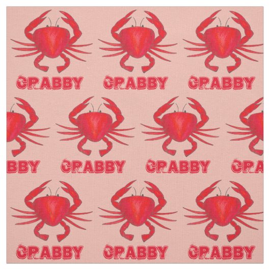 Crabby Red Pink Maryland Baltimore Crab Beach MD Stof (Swatch)