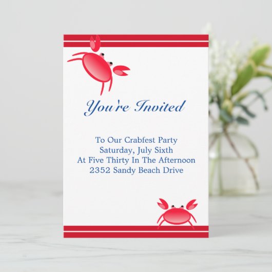 Crabfest Party Uitnodiging (Staand voorkant)